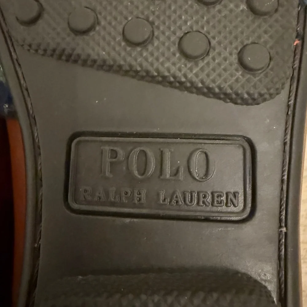 Polo Ralph Lauren Riali Mens Leather Driver Loafers Tan Brown Striped Buckle 9D